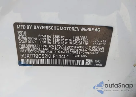 2019 BMW X3 xDrive30I from USA, damaged, VIN 5UXTR9C52KLE14401